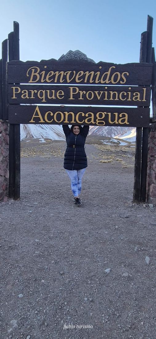 Cartel de bienvenida al Parque Provincial Aconcagua